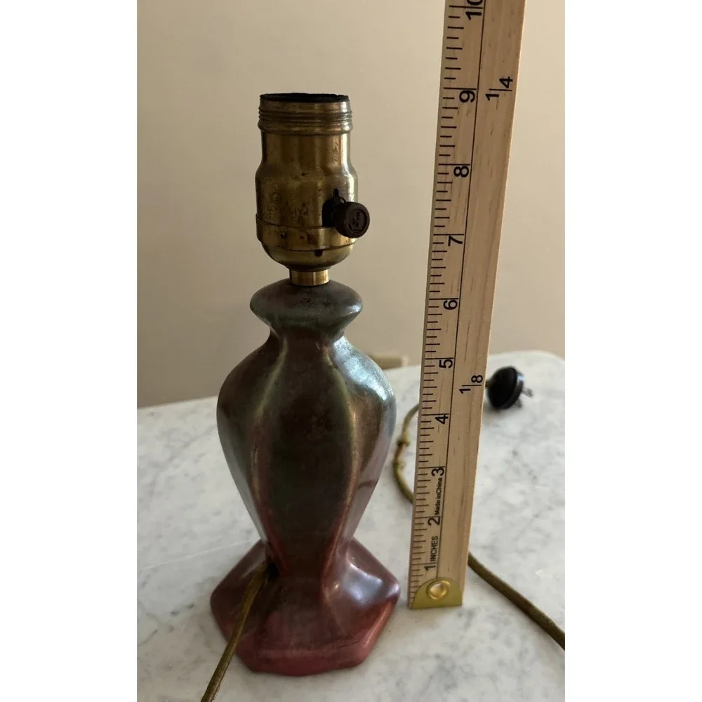 Fulper Arts And Crafts Pottery Ceramic Vase Lamp Moss to Rose 9